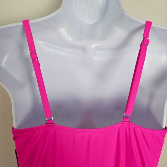 Womens Sexy Large Hot Pink One Piece Swimsuit Ring Linked Cutouts Beach Vacation - Picture 9 of 12